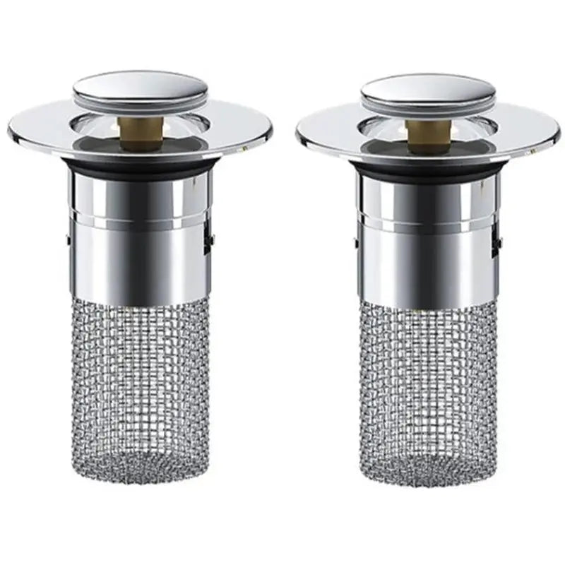 2PC Bathroom Sink Stopper,Bathroom Sink Drain Strainer , Pop up Stainless Steel Floor Drain Filter with Basket Hair Catcher, Quickly Drain Water FlowPro Supply