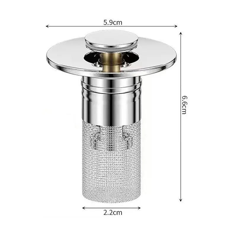 2PC Bathroom Sink Stopper,Bathroom Sink Drain Strainer , Pop up Stainless Steel Floor Drain Filter with Basket Hair Catcher, Quickly Drain Water FlowPro Supply